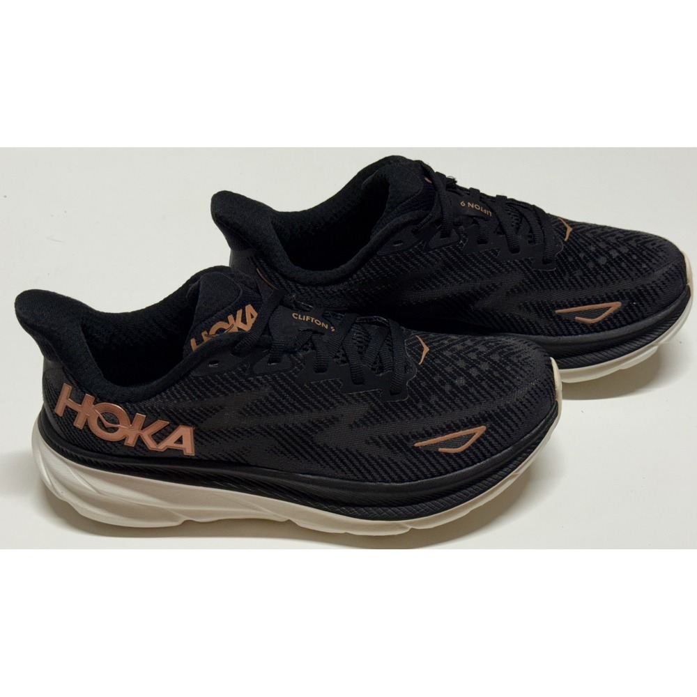 Hoka Clifton 9 Womens Running Shoes Black Rose Gold 1127896 BRGL Size 8.5B